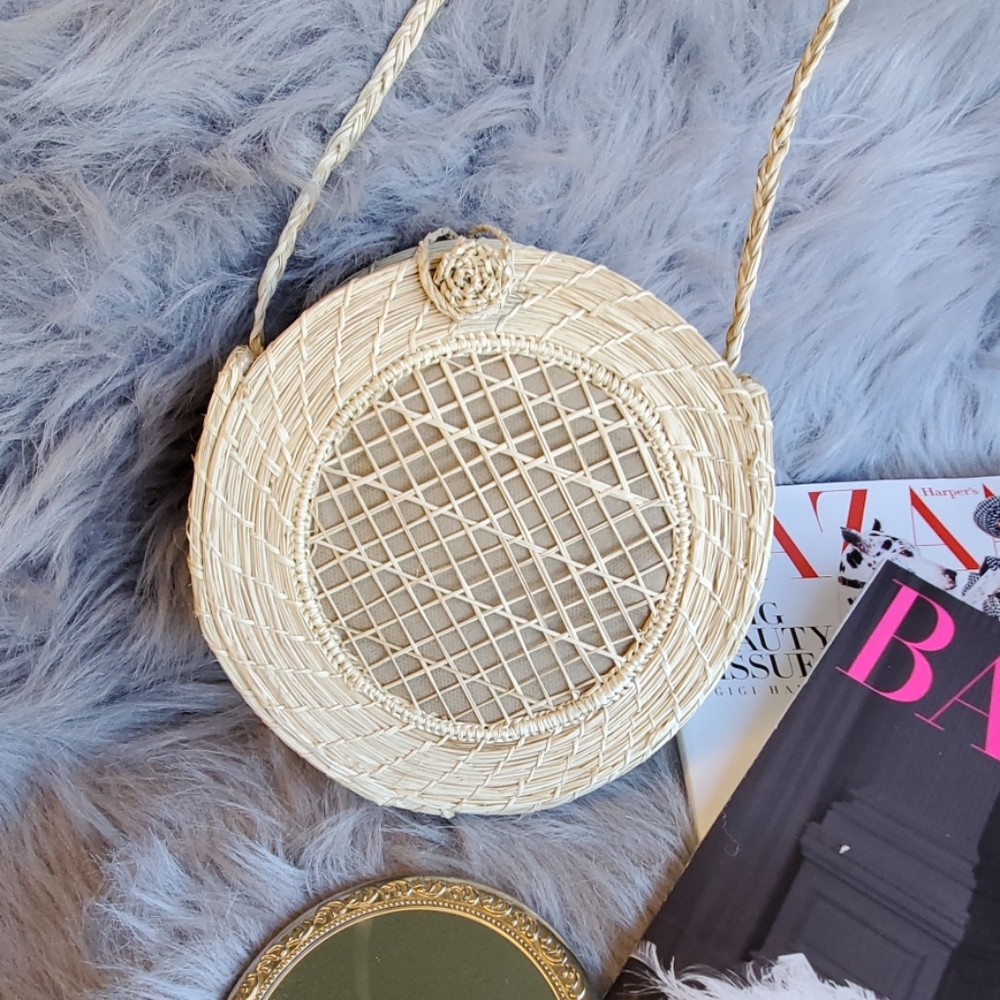 Iraca palm new summer round circle crossbody bag - Picture 6 of 7